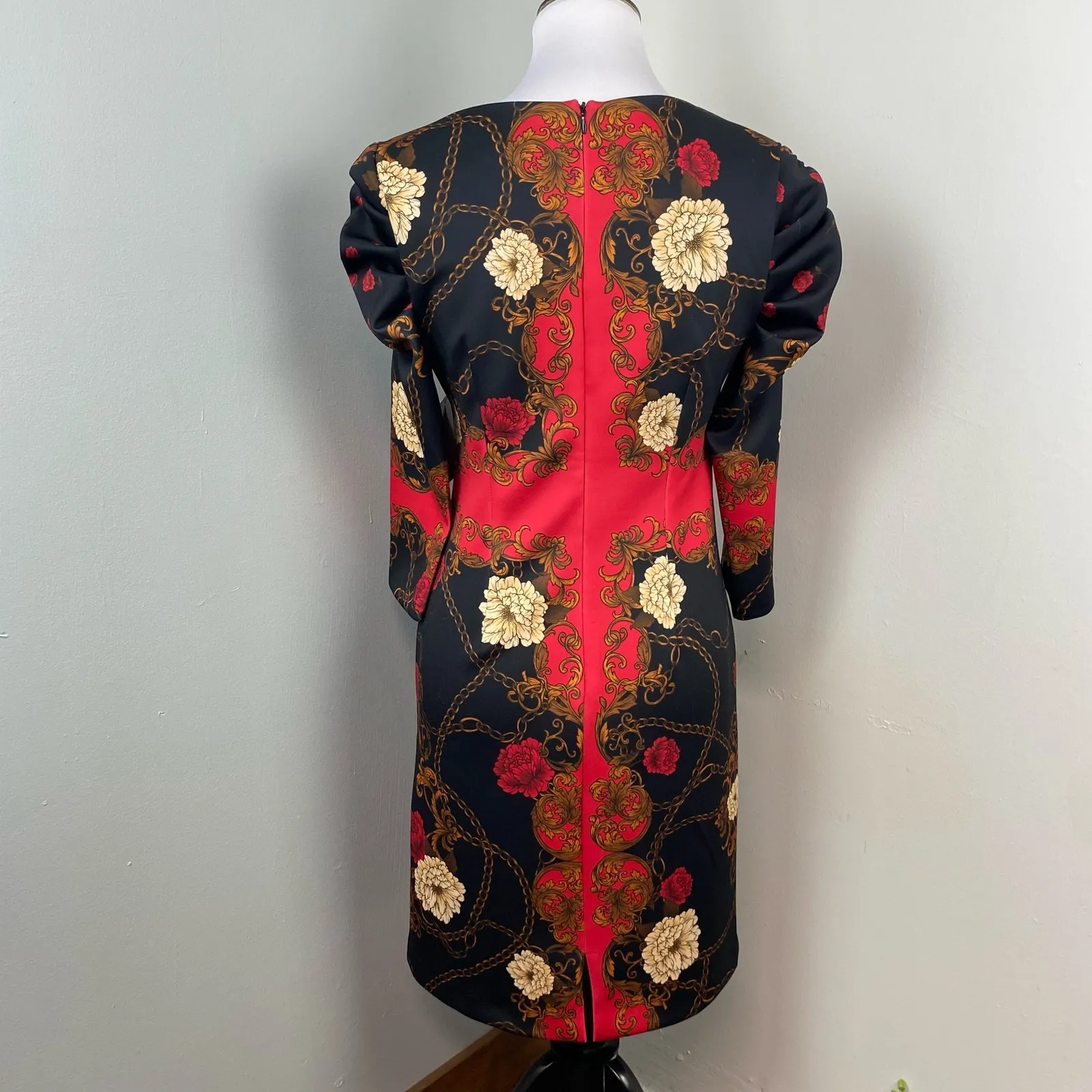 Alexia Admor Elizabeth Floral Sheath Dress Size 4 Puff Long Sleeve - Image 5