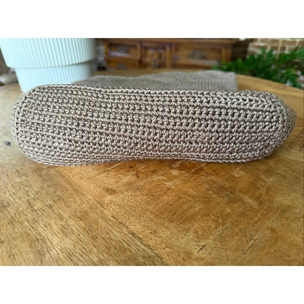 The Sak Crochet Shoulder Bag Taupe Woven Boho Casual Everyday Purse - Image 10