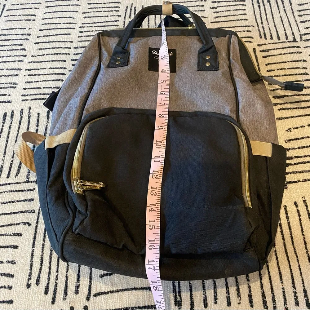 Black and Grey Canvas Diaper Bag Backpack Colorblock - Image 2
