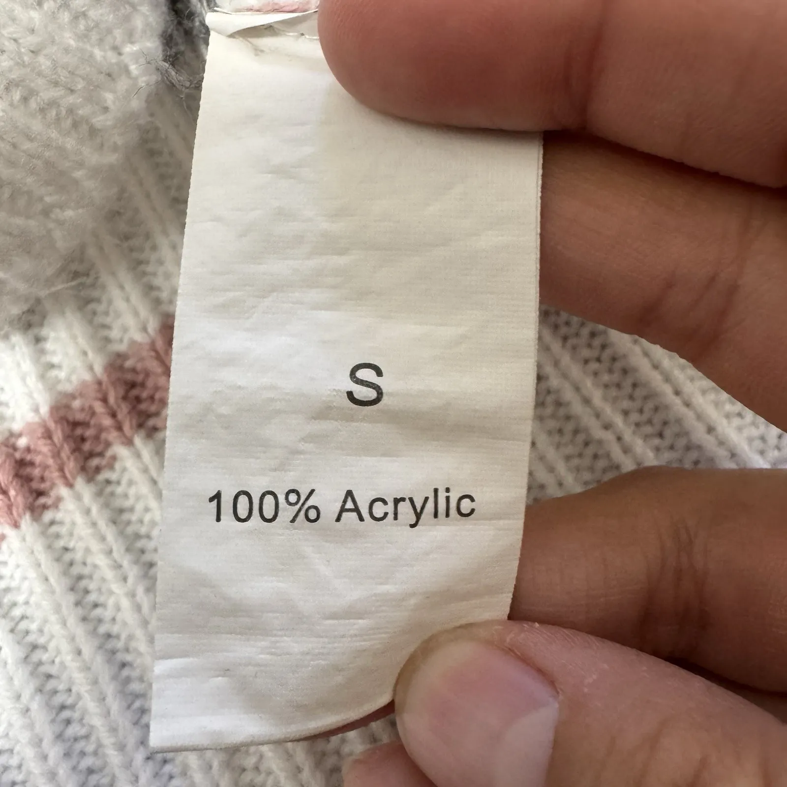 Women's Fall Winter Sweater White And Pink‎ Size Small Pink - Image 2