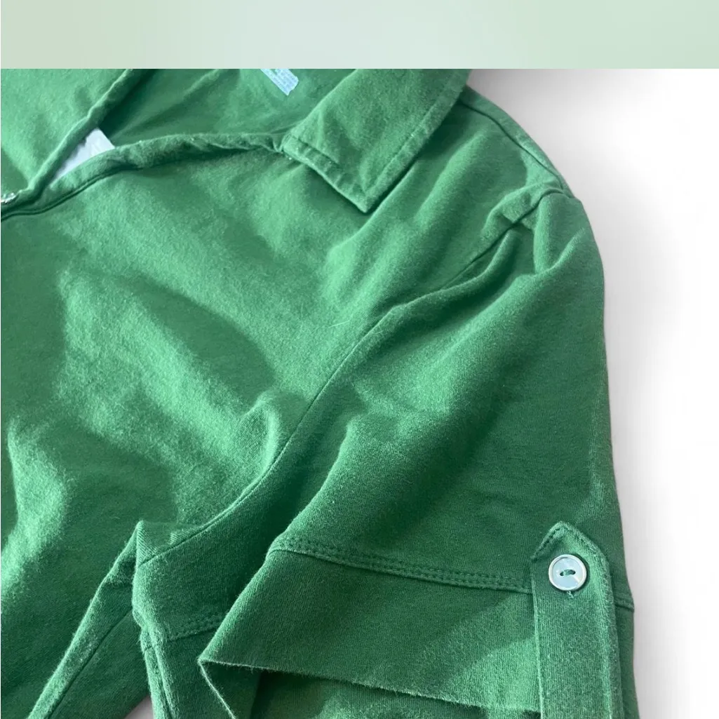 Classic Elements. Green Short Sleeve Polo Blouse with Button Detail, Size XLP - Image 6