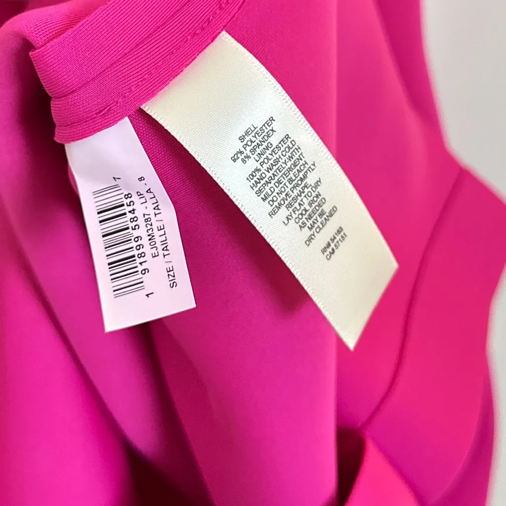 ELIZA J Scuba V-Neck Ruffled Cap Sleeve Sheath Dress in Pink Size US 8 - Image 7