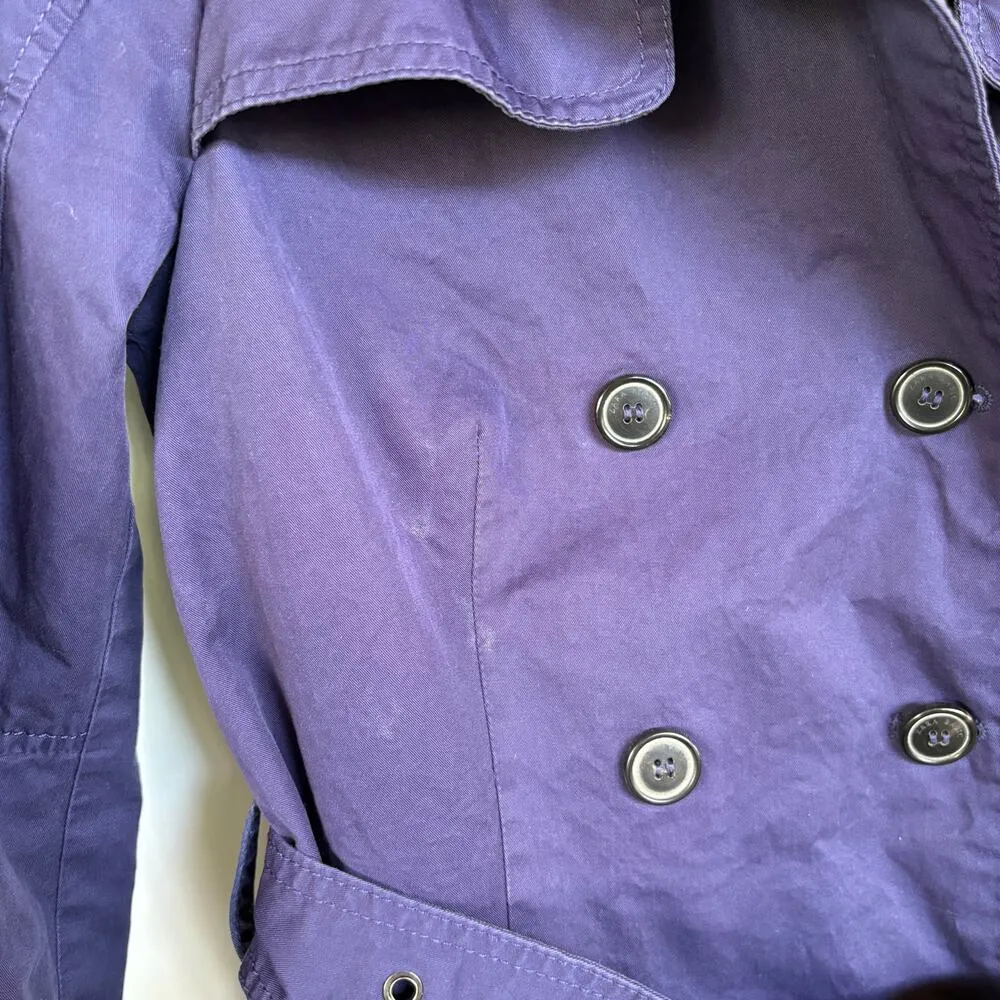 Zara Basic Navy Long Trench Coat Double Breasted Belted Classic Jacket Small - Image 5