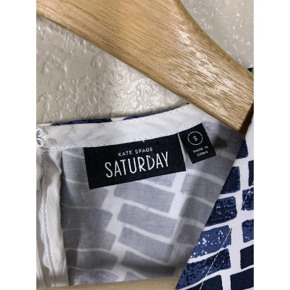 Kate Spade Saturday Sleeveless Shift Dress Size Small S High Low Hem Blue - Image 2