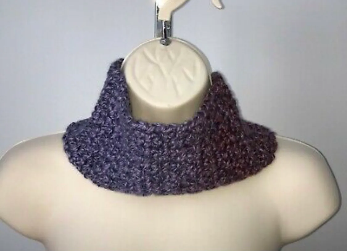 Soft Hand Crocheted Neck Warmer Scarf Ear / Headband In Purples - Image 2