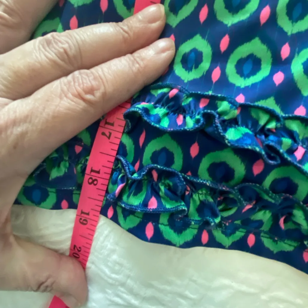 Birdies & Bows Golf Skort | Built-In Shorts | Pink & Blue Print | L - Image 3