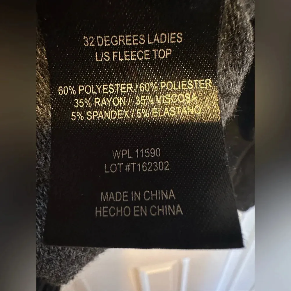 32 Degrees Heat Fleece Top Women Black Crew Neck Top Stitch Long Sleeve NWOT - Image 5