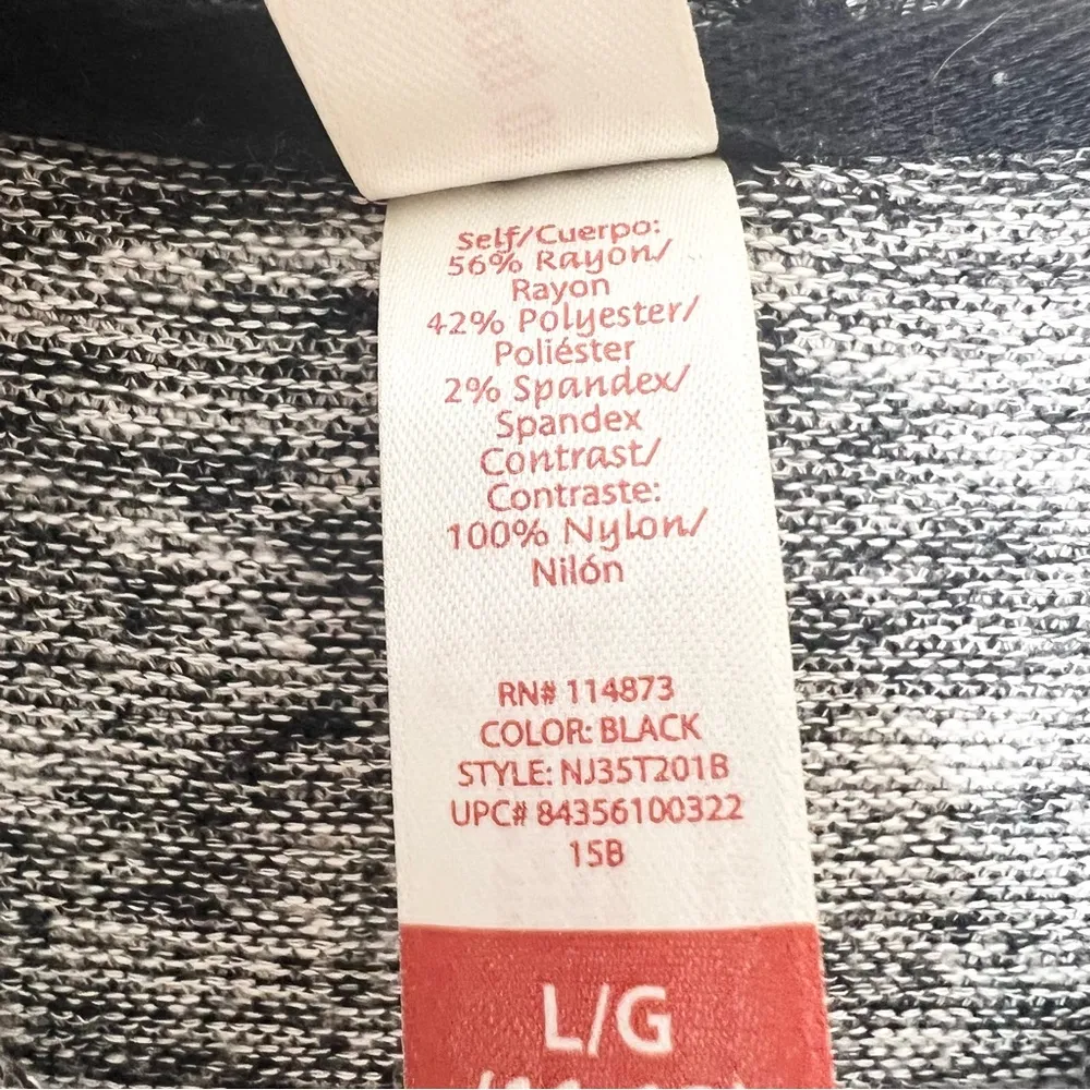 Heather Gray & Black Lace Hooded Short Sleeve Sweater Top Size Large - Image 10