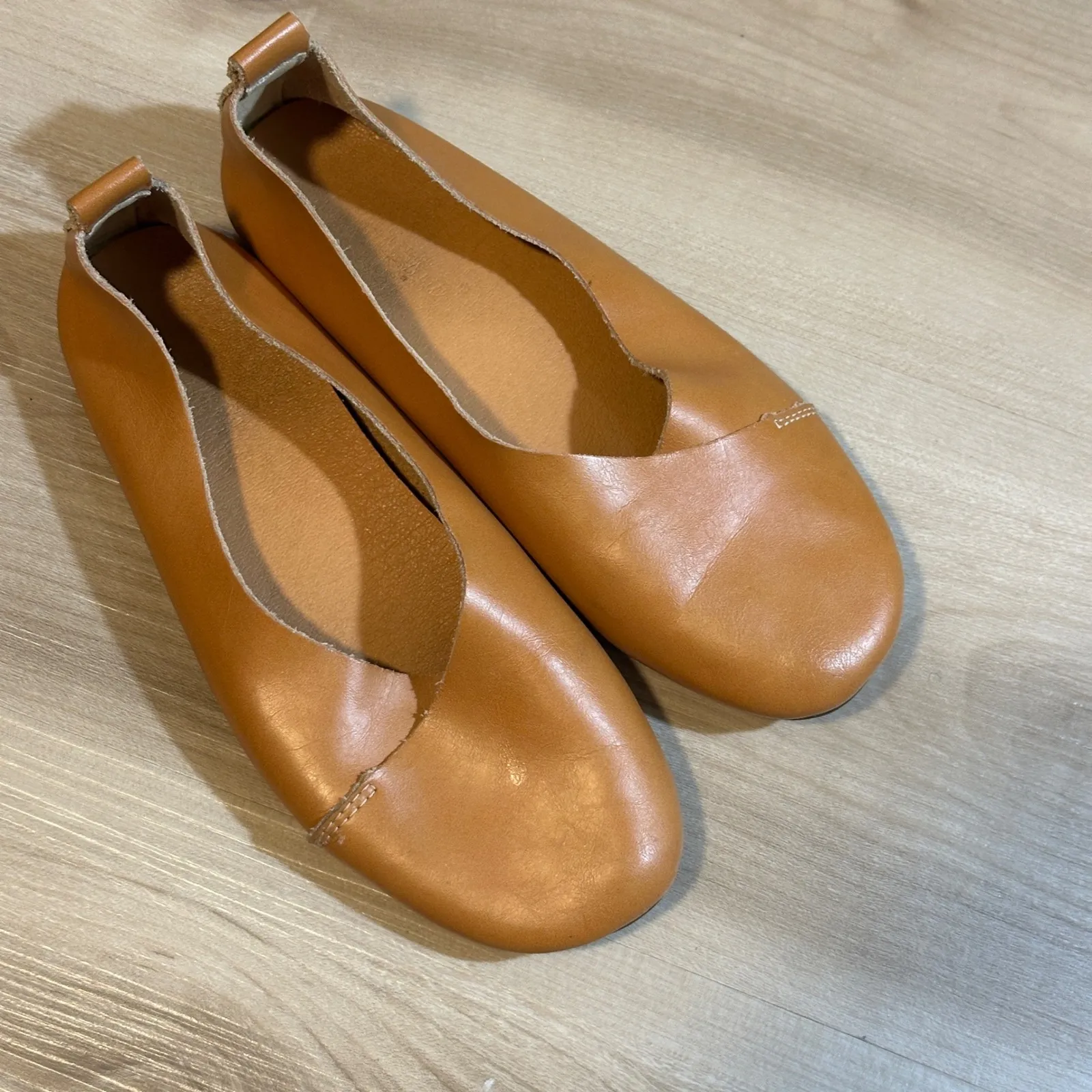 Kunsto Leather Glove Ballet Flats Women 6 Brown Slip On Loafers Casual Shoes Tan - Image 7