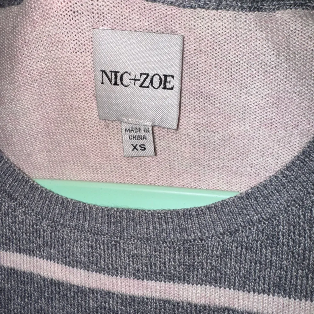 NIC+ZOE Charcoal and Blush Striped Sweater - Image 4
