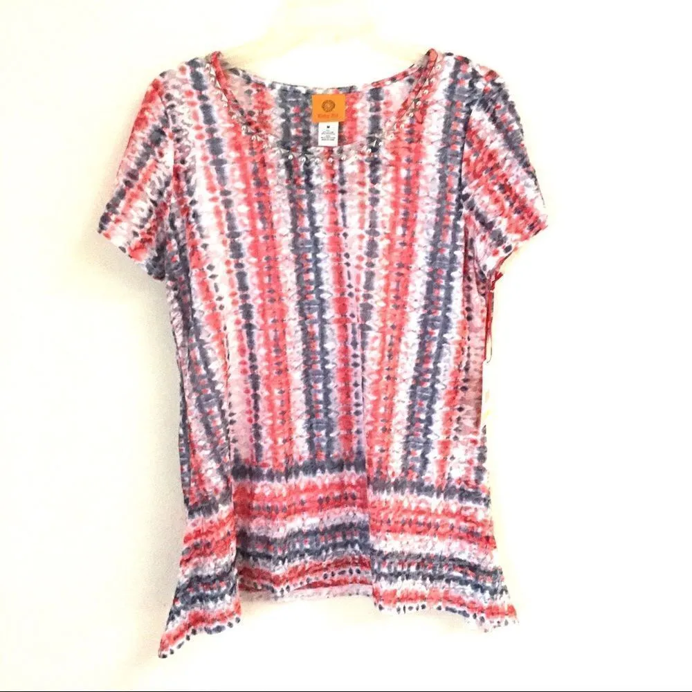 Ruby Rd. Tried & True studded detail burn out blouse M - Image 2