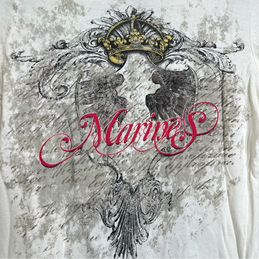 Vintage Y2K Wings Apprime Apparel Marines Cotton Baby T Shirt Women’s Medium White - Image 3