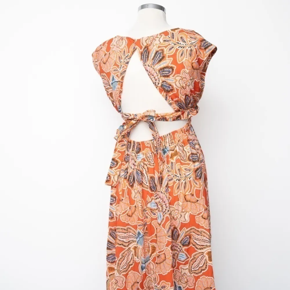 MISA |  Dana Mae Cut‑Out Cotton Floral Maxi Dress S Open‑Back Ruffle Hem - Image 12