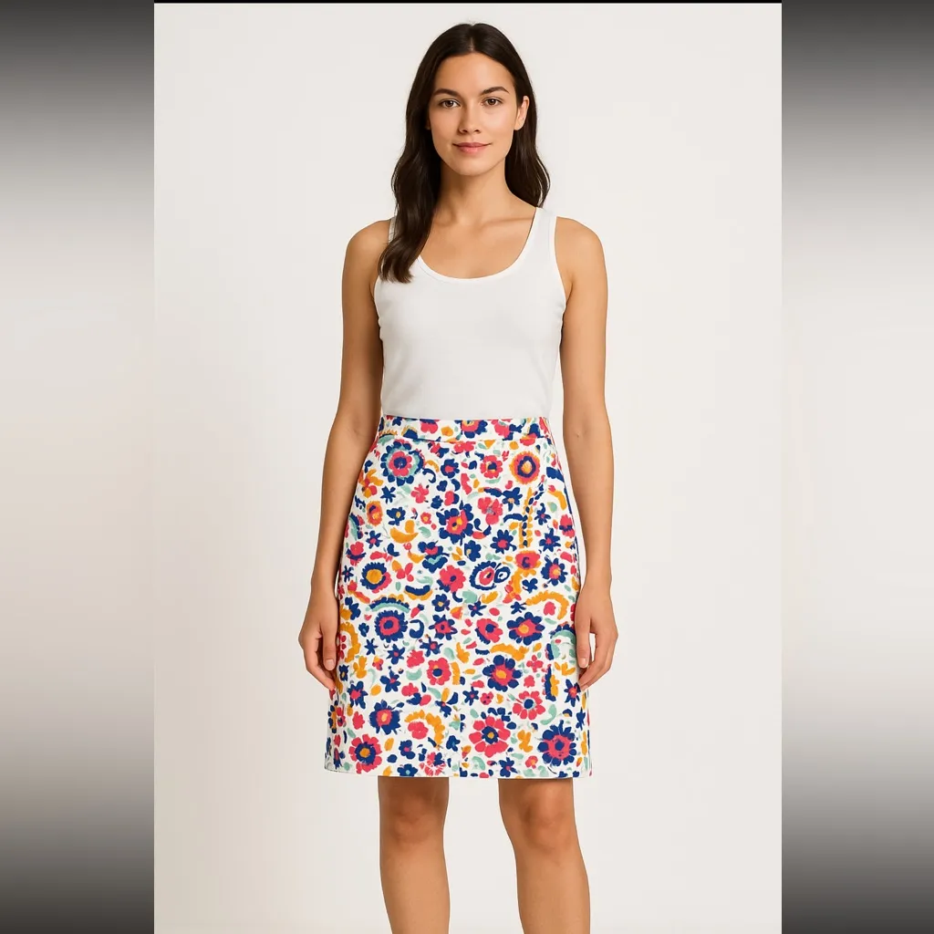 Boden Terreza Paisley Floral Pencil Skirt Women's Multicolor Size 12P White - Image 9