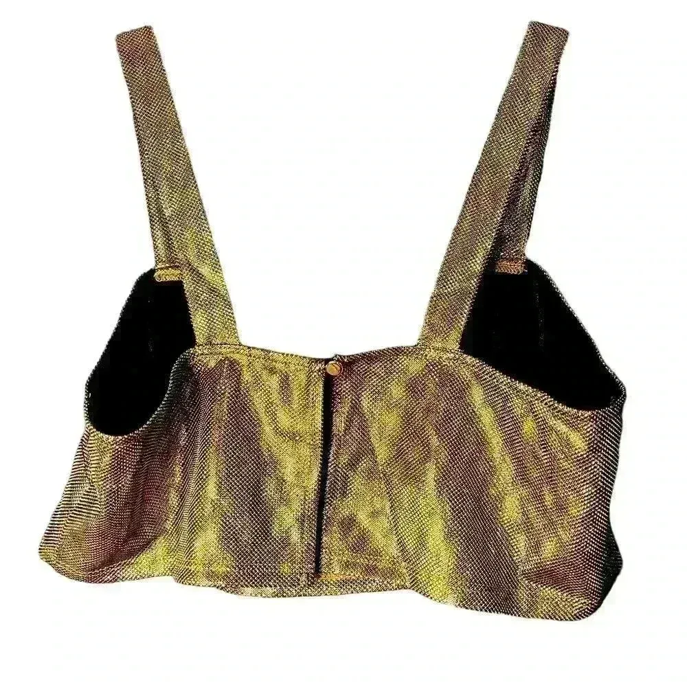 Metallic Gold‎ Crop Top Bralette Party Club Wear Sleeveless Tank A20 Gold Size L - Image 6