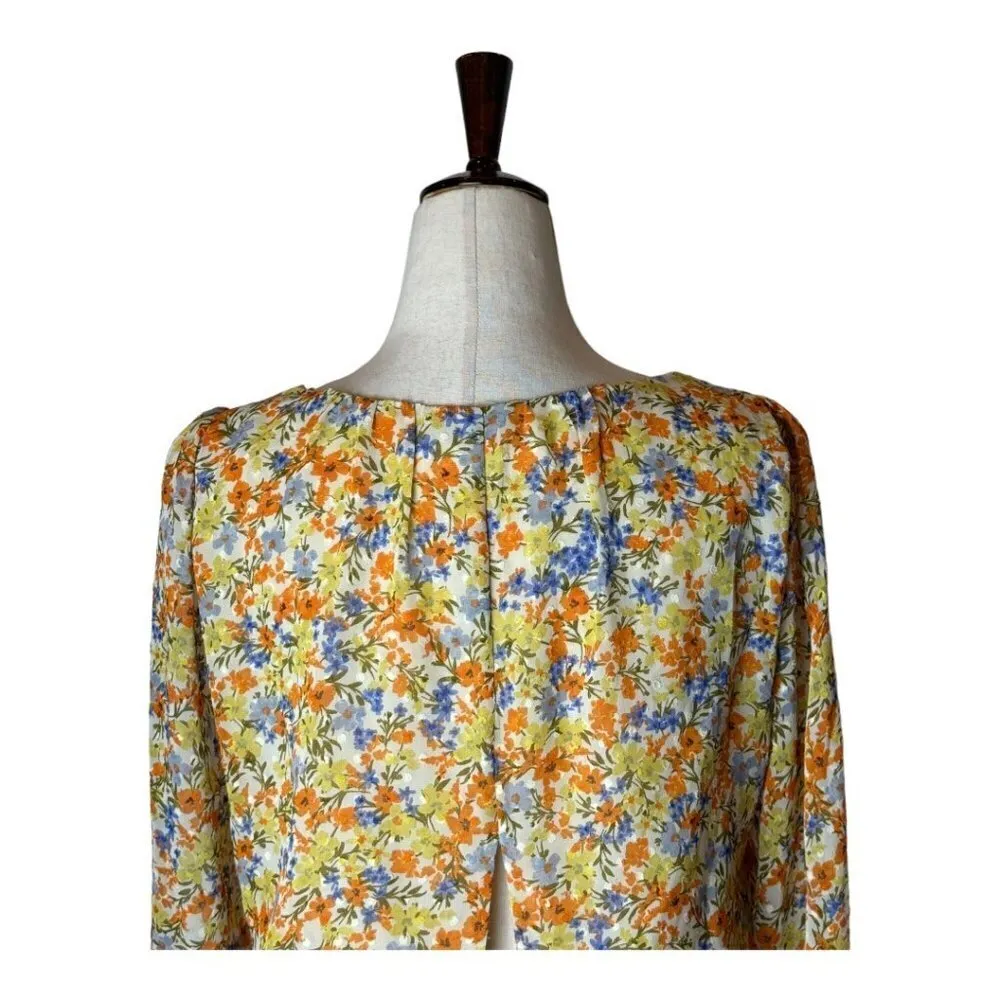 ASTR The Label Shirt Women Small Orange Floral‎ Tie Back Willa Top Boho Cottage - Image 5