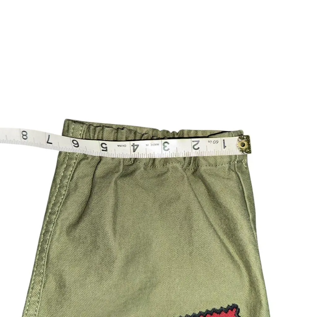 Alice + Olivia Cargo Pants Sz 26 Army Green High Rise Patchwork Appliqué Jogger - Image 16