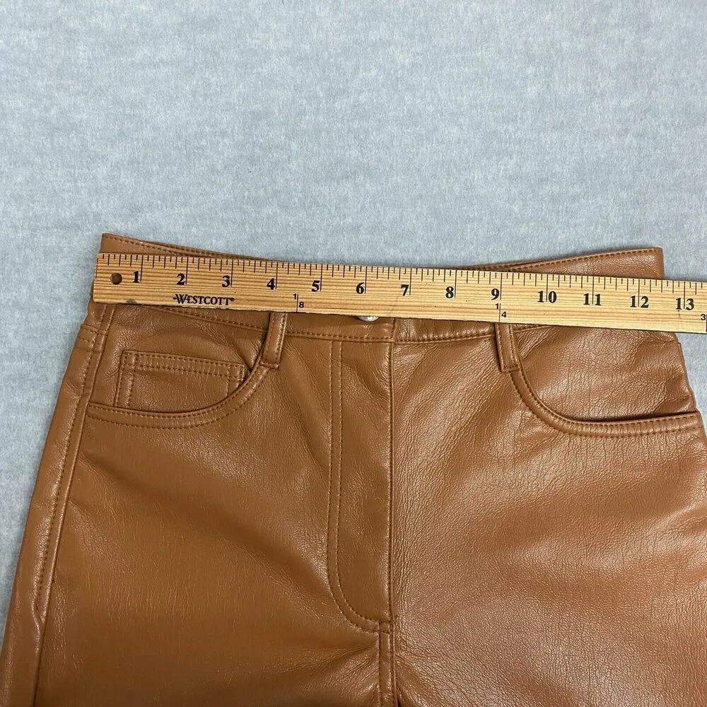 Aritzia Wilfred Women Sz 2 Melina High Waisted Vegan Leather Pant Constant Camel - Image 4