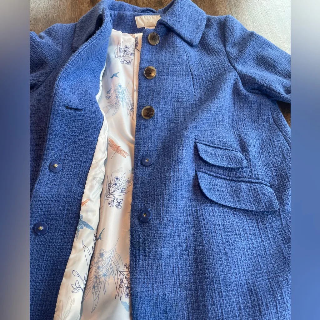 H&M  Periwinkle Boucle Coat - Size 6 - Image 3