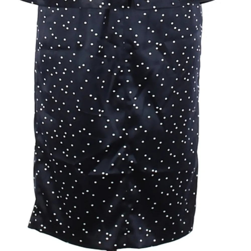 Bardot Polka Dot Printed Midnight Blue Peplum Dress Cocktail Dress - Image 15