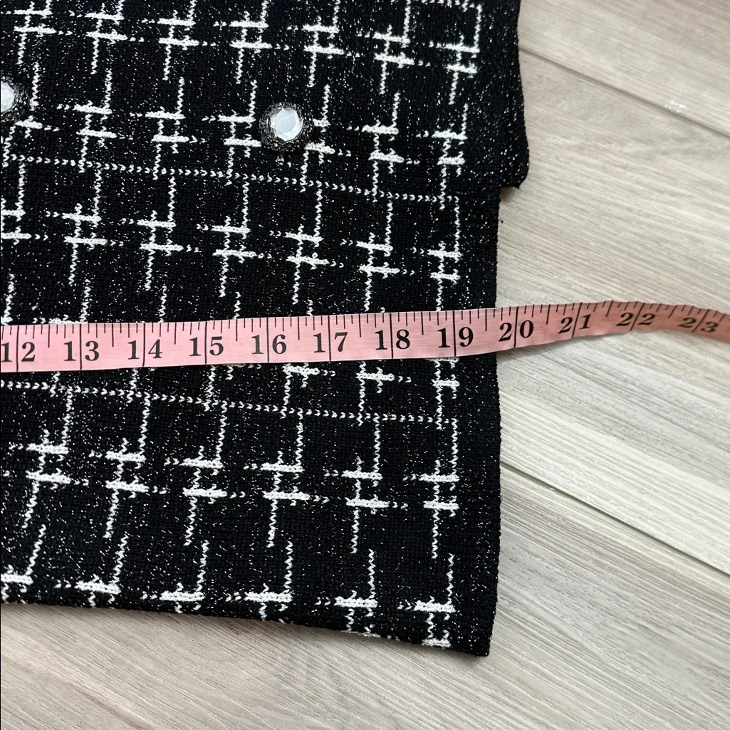 ZARA  jewel button double breasted metallic thread knit blazer jacket medium - Image 9