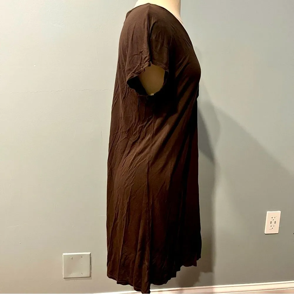 La Blanca by Rob Beattie Brown Dolman Draped Short Sleeve Cover Dress Size Large - Image 4
