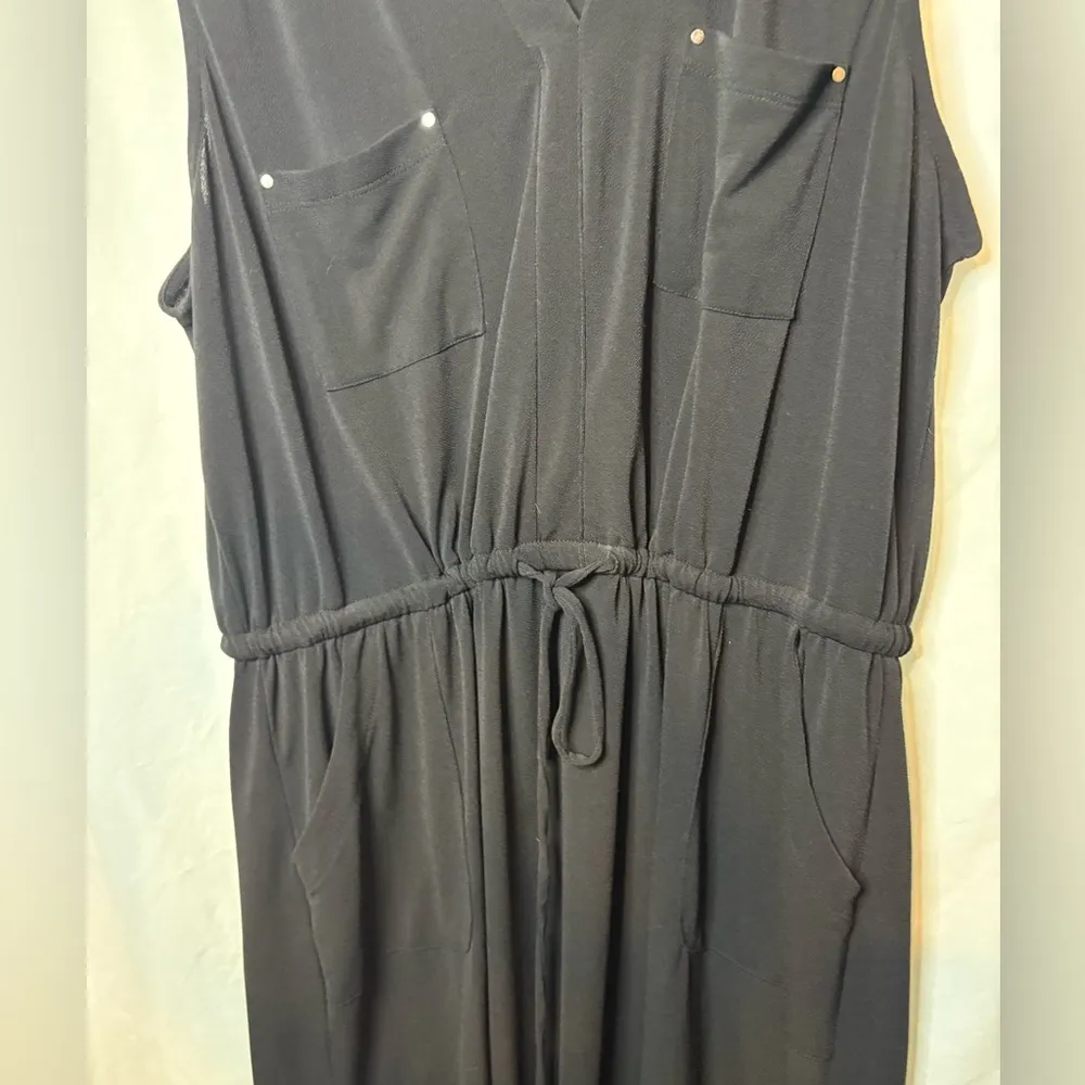 Apt. 9 Black Sleeveless Midi Drawstring Dress With Pockets Size Large - Image 3