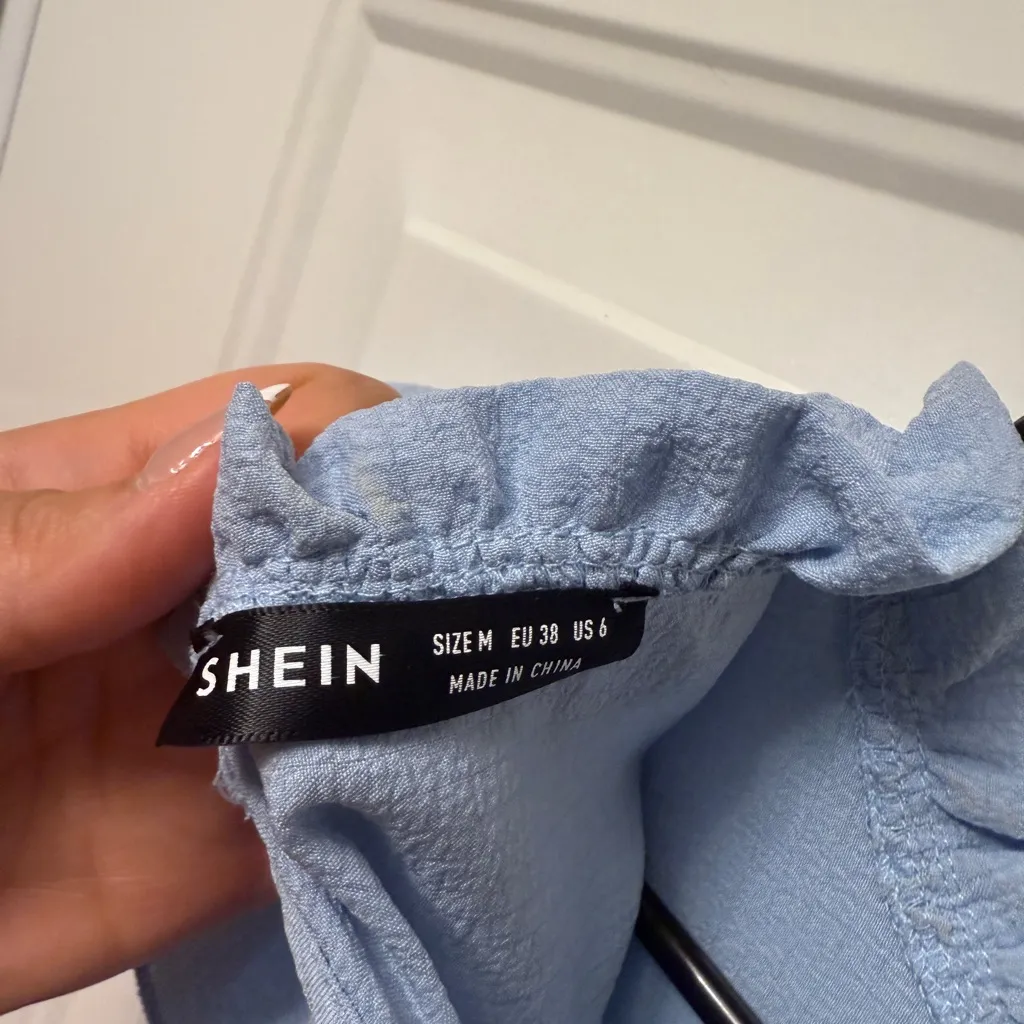 SHEIN Sky Blue Ruffle Sleeve Blouse - Image 4