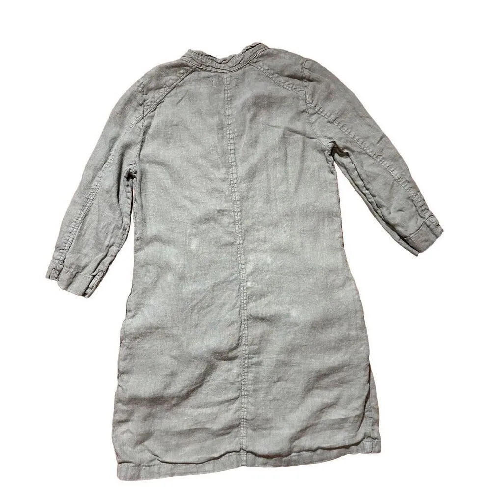 Backstage by OSKA Olive Green 100% linen dress pockets cottage prairie sz S - Image 2