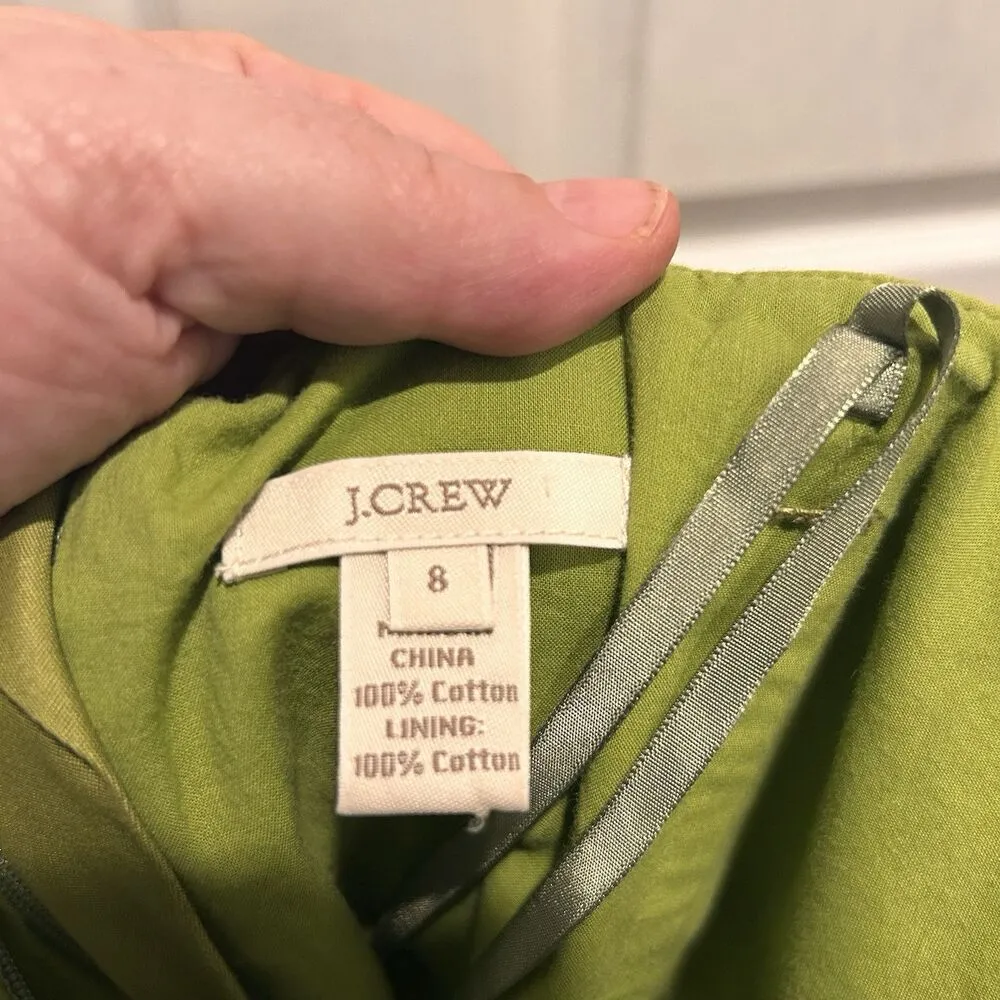 J. Crew Women's‎ Chartreuse Green Strapless Sheath Dress 8 Cotton Spring Formal - Image 10