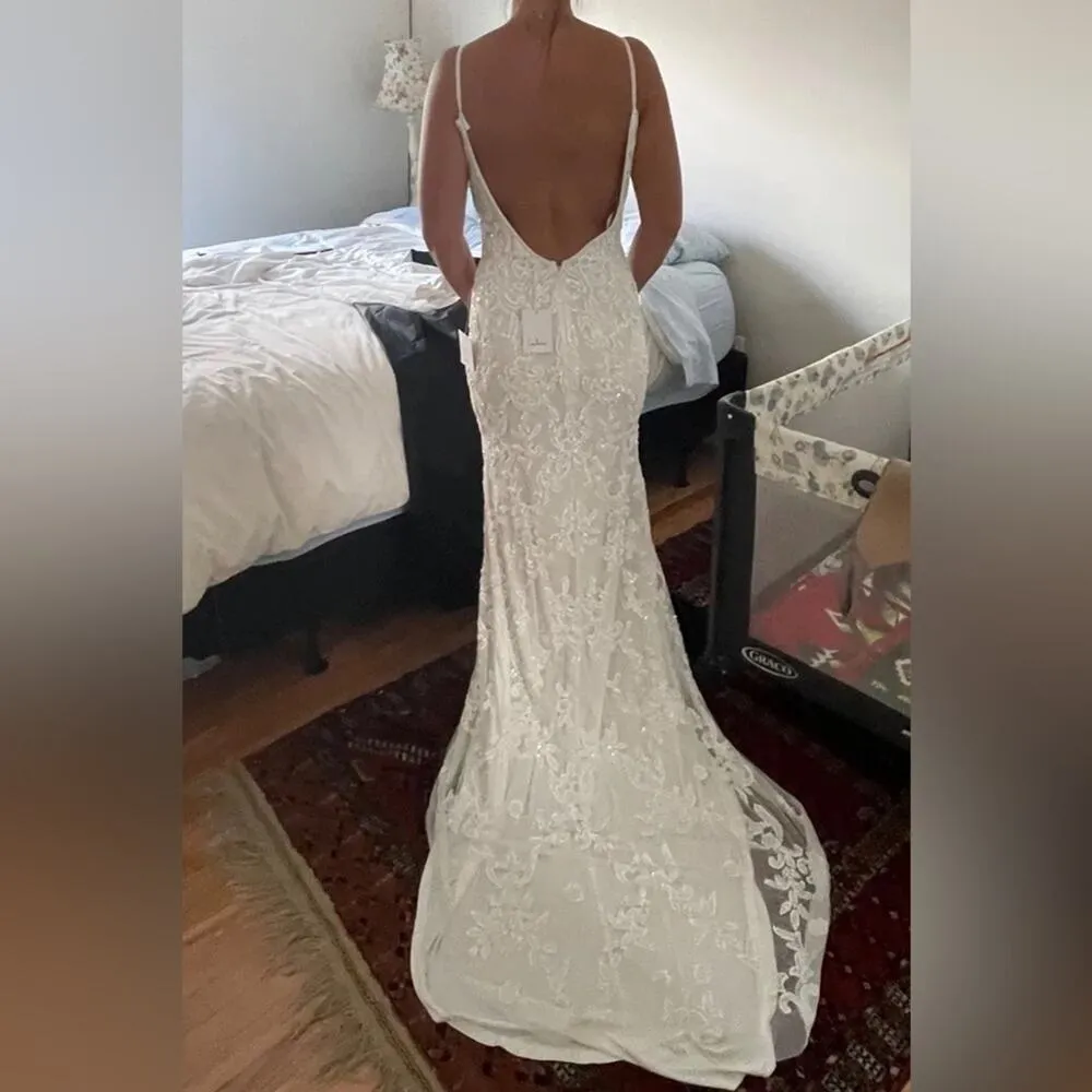 NWOT Lulus Everlasting Passion White Sequin Beaded Backless Maxi Dress - Image 12