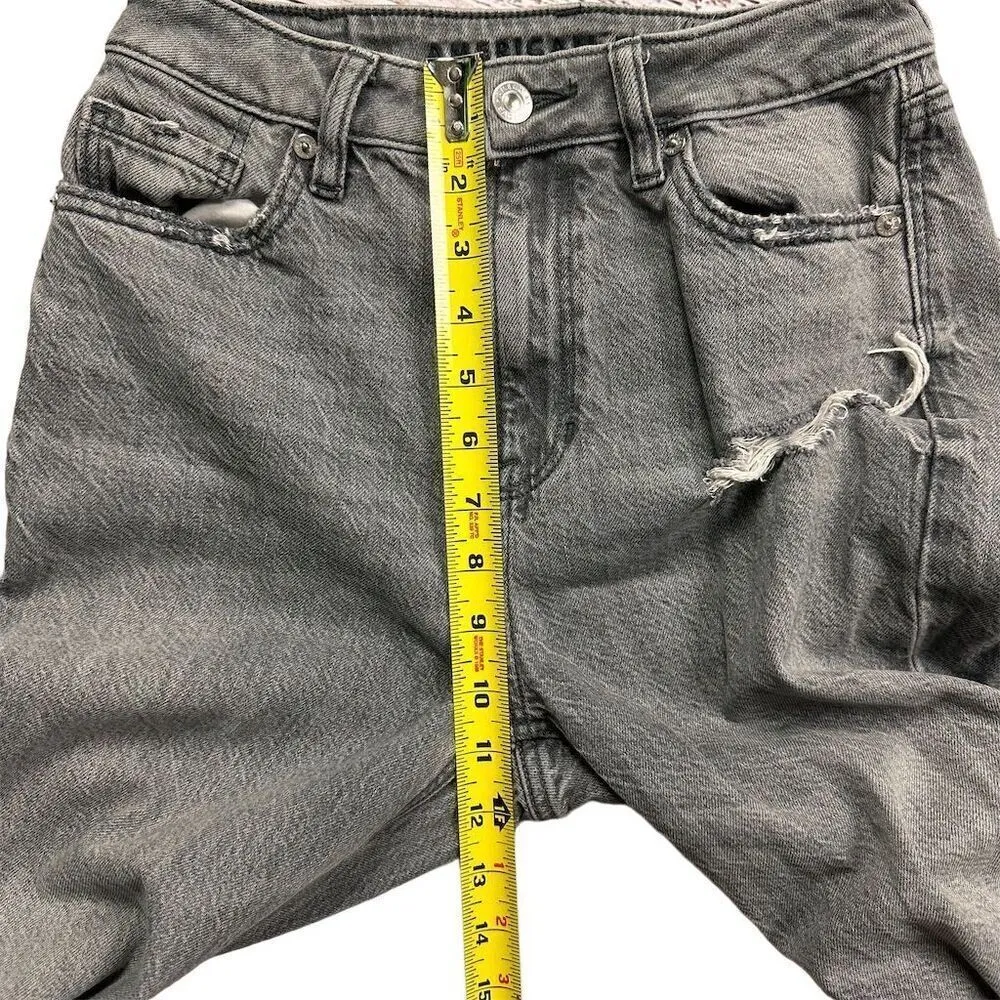 American Eagle Women's Distressed Mom Jeans Smoked Gray Size 0 High-Rise - Image 9