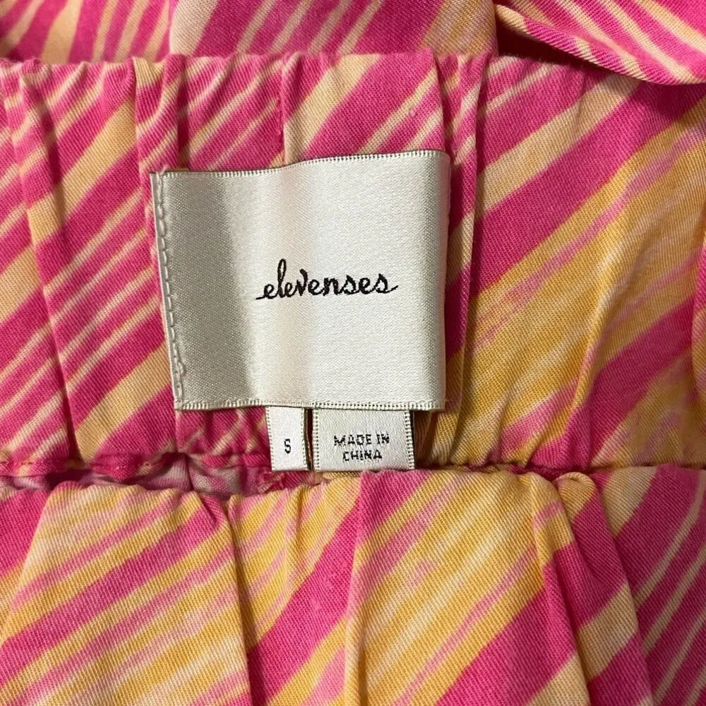 Elevenses by Anthropologies Palazzo Wide Leg Pant Mixed Print Striped & Floral S - Image 6