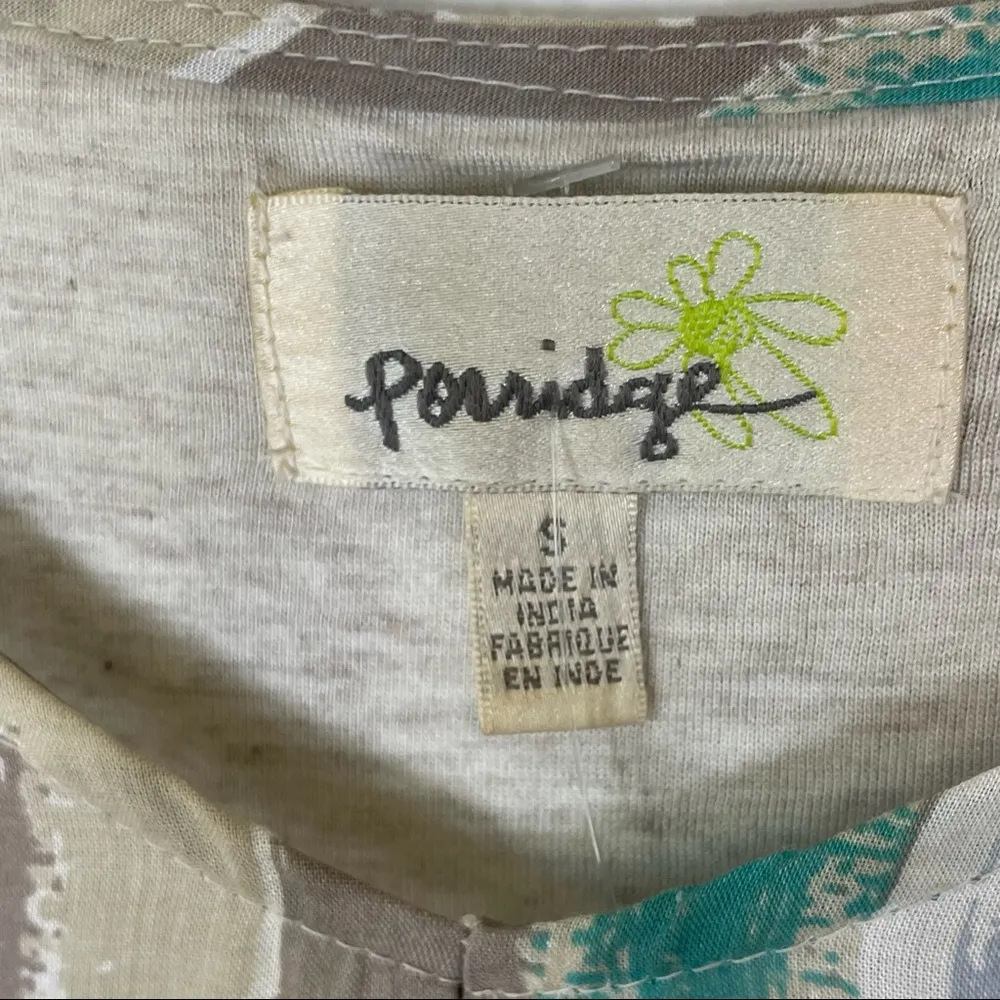 Anthropologie Porridge Elva Watercolor Aqua Grey Mixed Media Blouse Size Small - Image 4