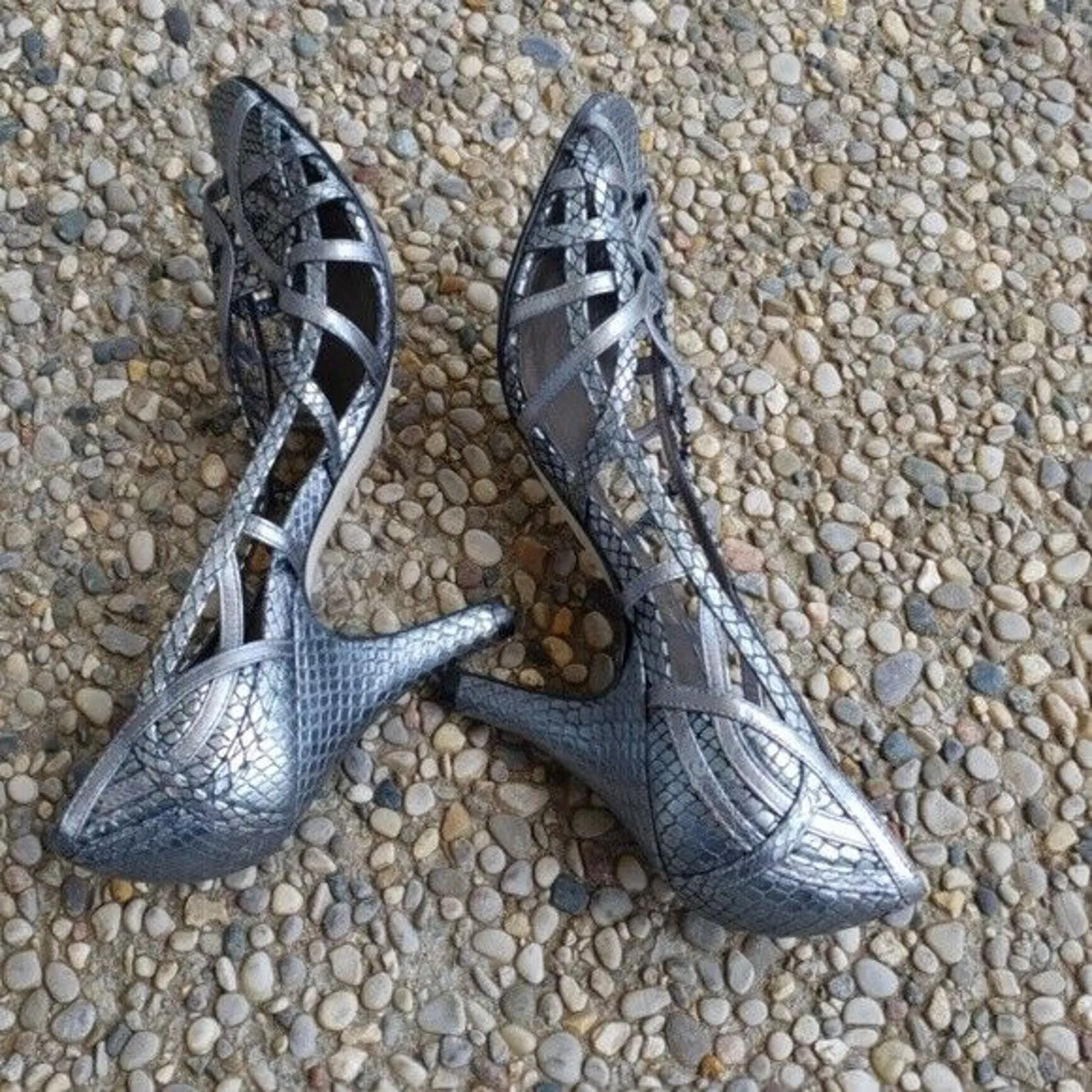 Gianni Bini Heels - Silver Scale Open Toe Heels - Size 7 - Worn Once - Image 3