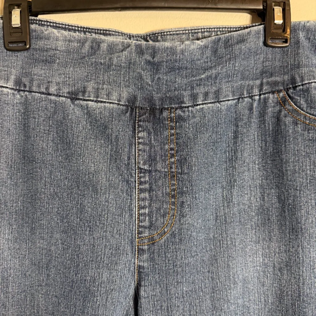 Soft Surroundings Pull On Denim Capri Jeans Women's 1X Medium Wash Elastic Waist - Image 6