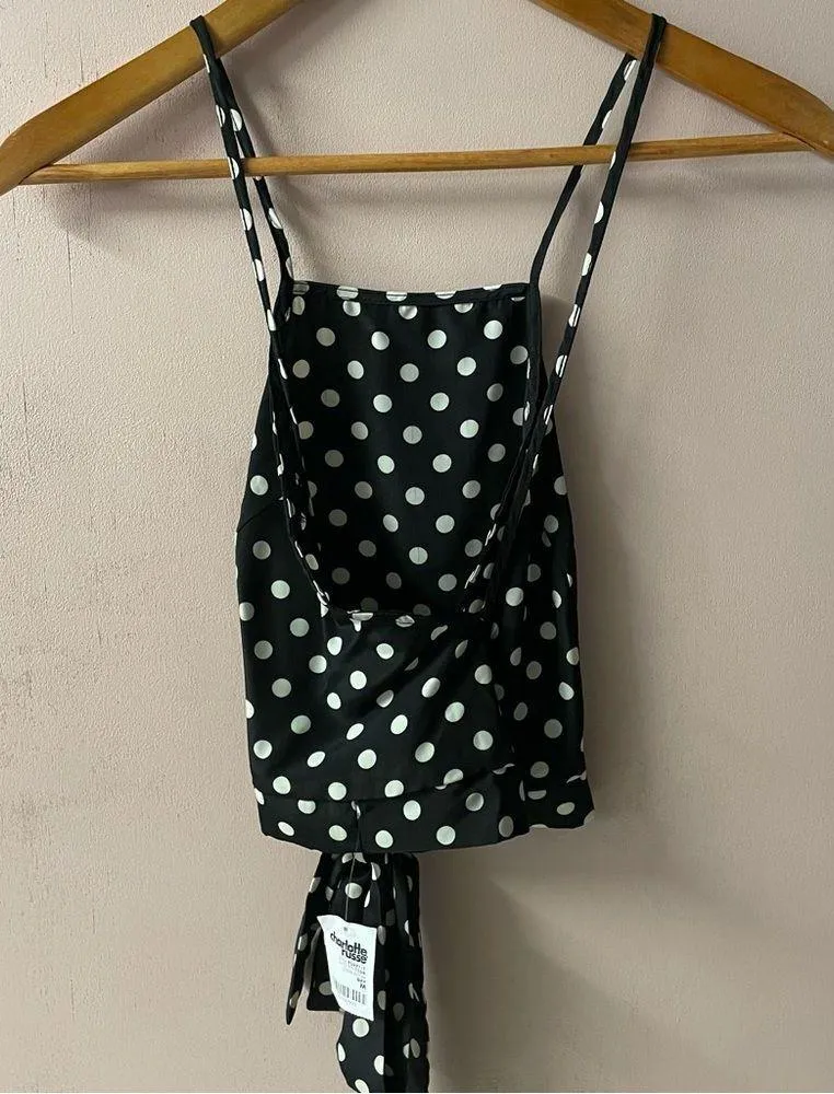 Charlotte Russe Black Polka Dot Tie-Back Crop Top NWT Size M - Image 12