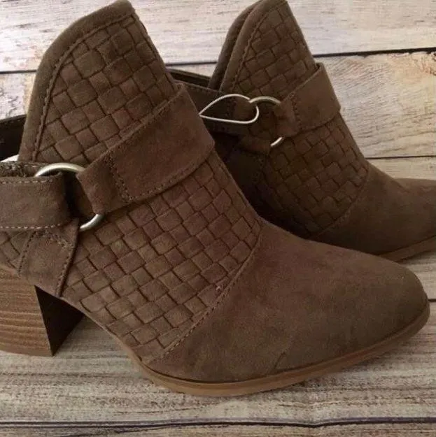 Suede Heeled Mules, Size 10 Brown - Image 2