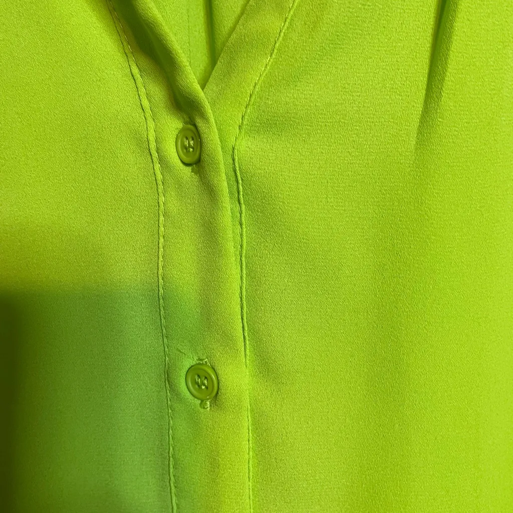 Joan Vass Vibrant Green Button-Down Blouse - Image 3