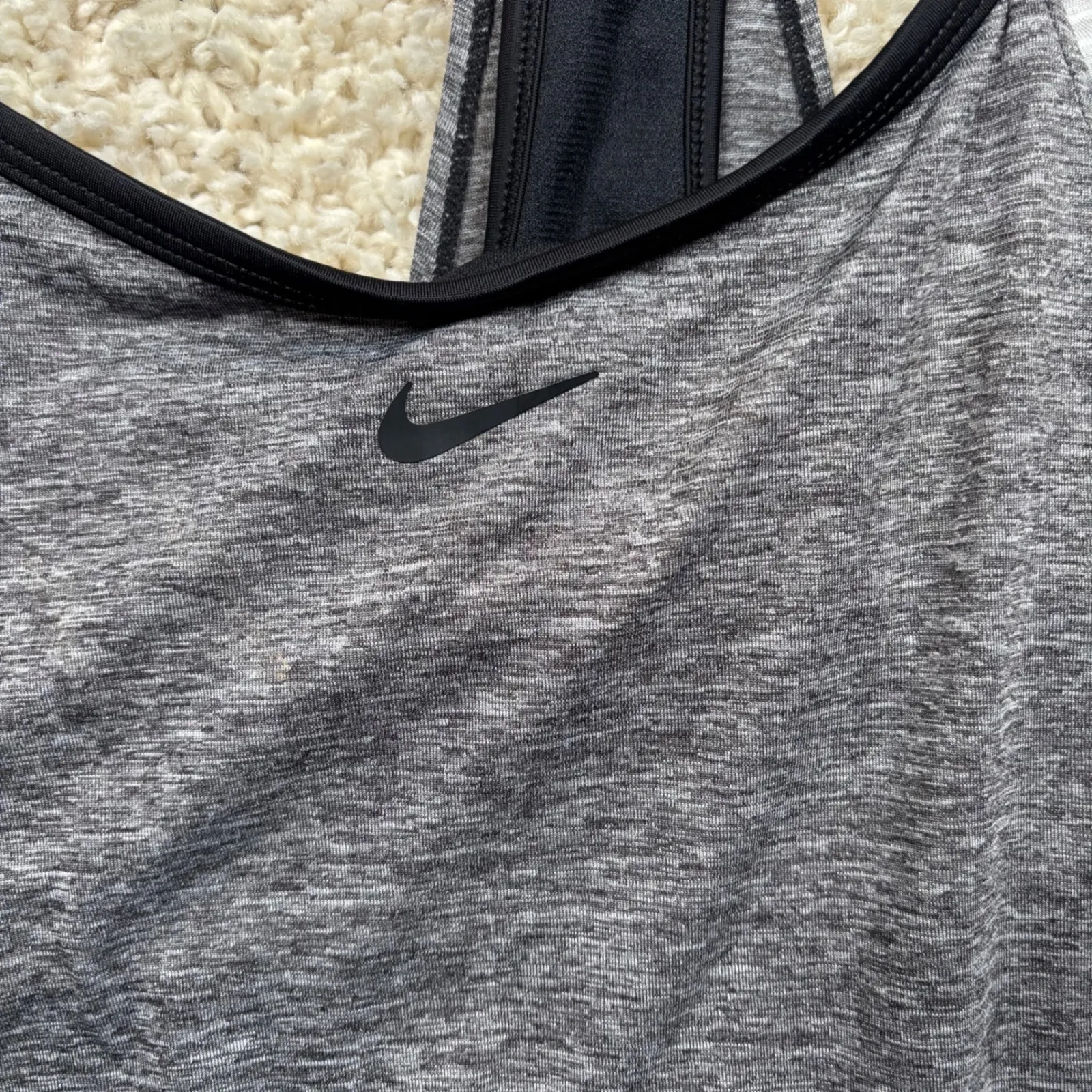 Nike Women's Gray Heathered Racerback Tank Top Built-in Bra XL Athletic - Image 2
