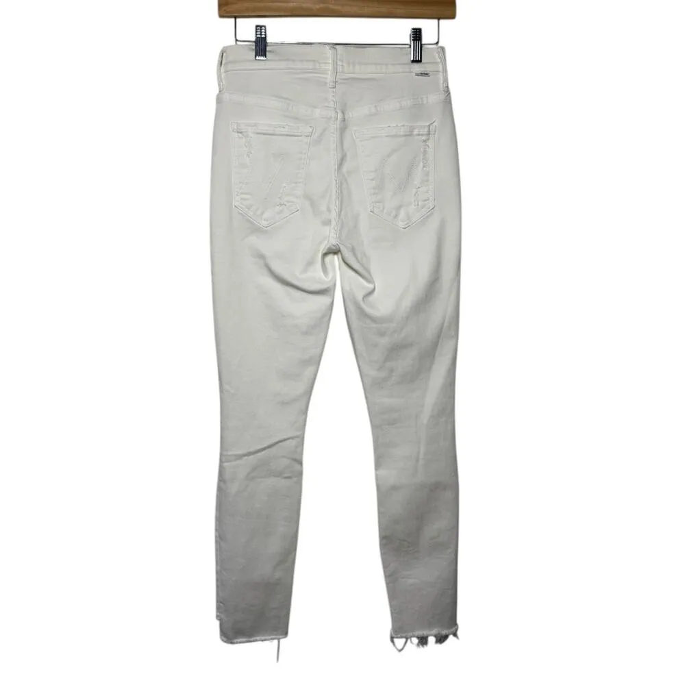 Mother Stunner Zip Ankle Step Fray Jean Women 26 Little Miss Innocent Distressed White - Image 2