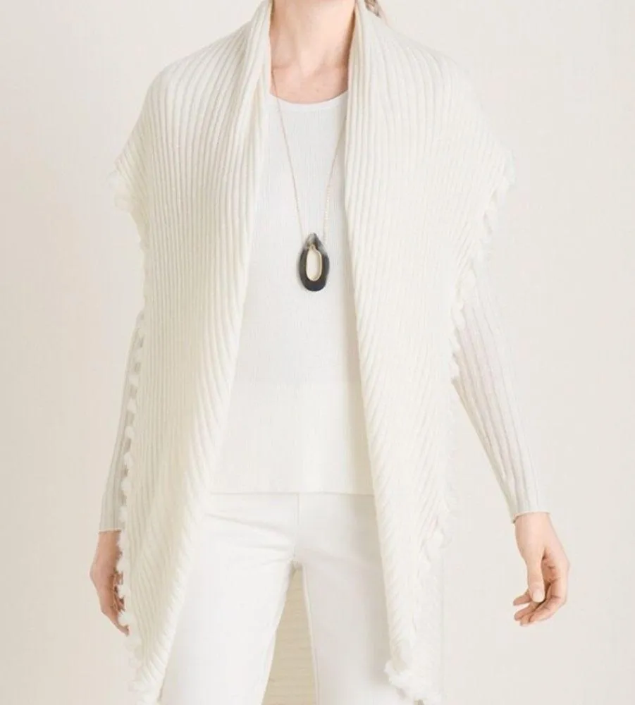 Chicos Cashmere-Wool Blend Rib-Knit Cardigan With Whipstitch Detail - Image 7