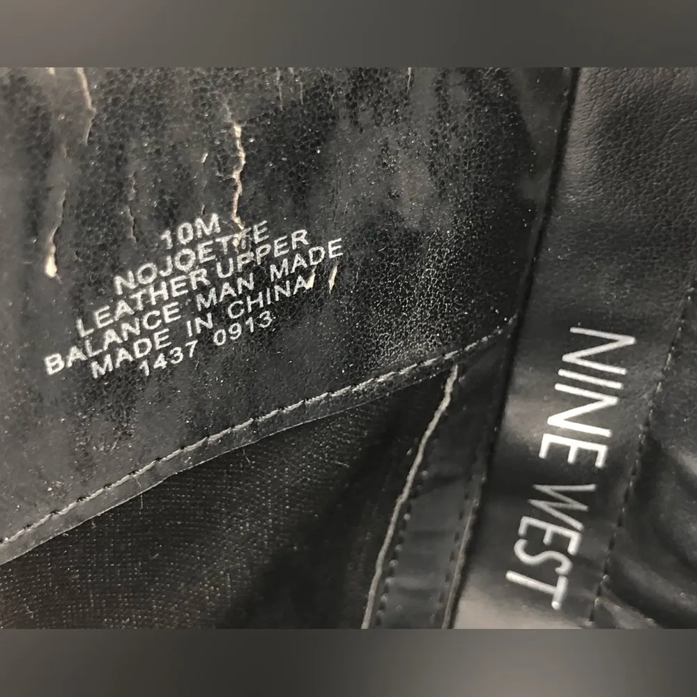 Nine West Black Leather Heeled Boots with Gold Hardware Size 10 - Image 7