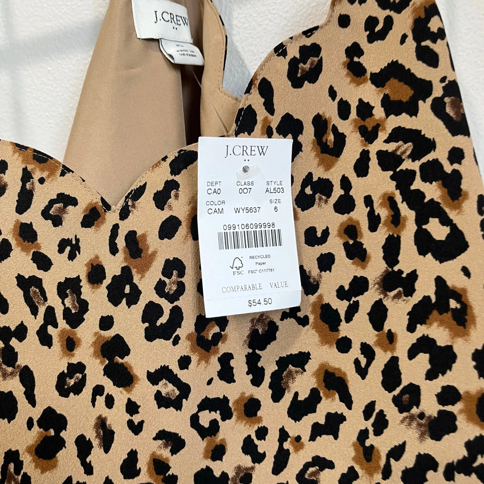 J.Crew Factory Cheetah Print Scalloped Neck Tank Top NWT Size 6 - Image 6