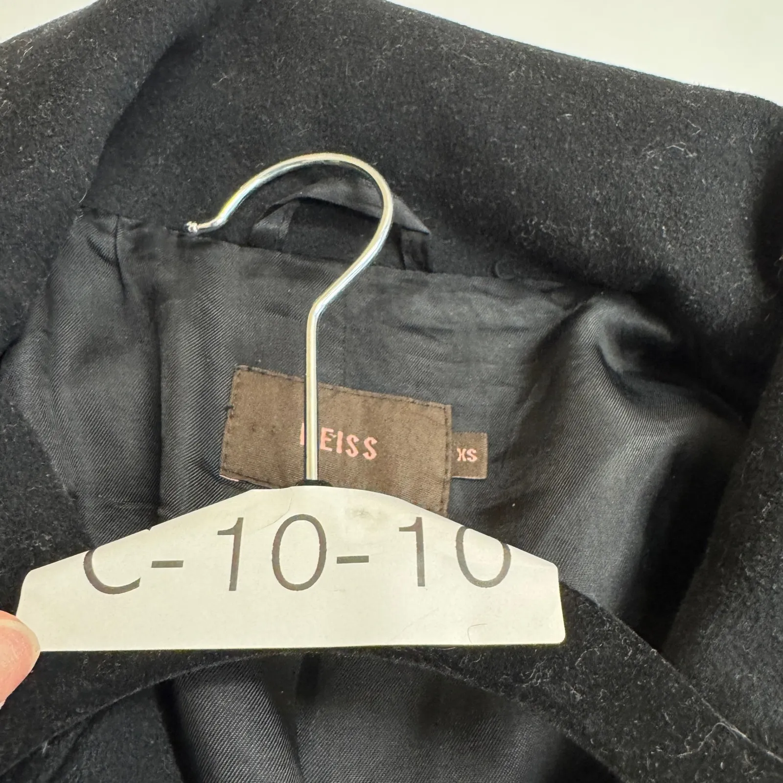 REISS Coat Womens X Small Black Topanga Lambs Wool Cashmere Button Front Jacket - Image 3