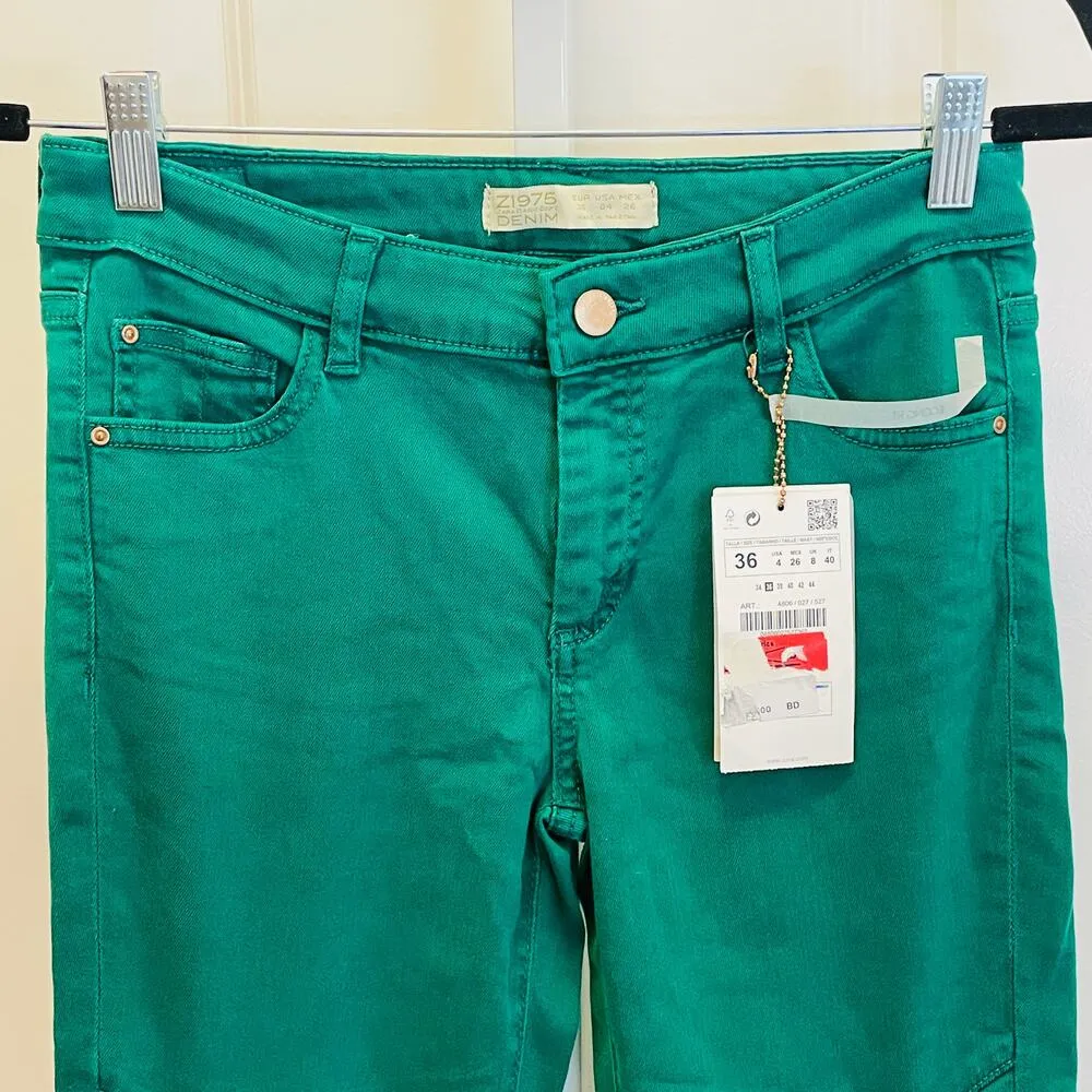 NWT Zara Z1975 Denim Jeans - Women Size 4 - Green - Image 2