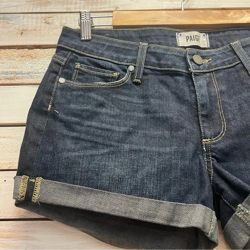 Paige Jimmy Jimmy Rolled Cuff Denim Shorts Dark Wash Premium Jean Cutoffs 27 - Image 5
