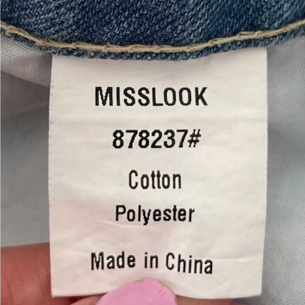 Misslook Y2K light wash blue button fly high rise bootcut jeans, size S Western - Image 3