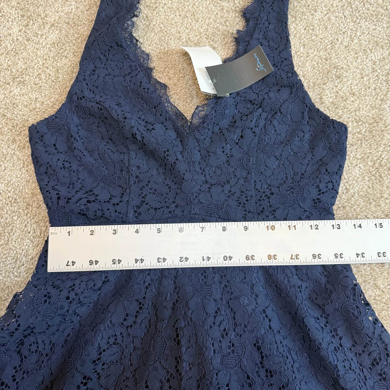 Soprano small lace overlay v neck fit and flare dress D4 2418 - Image 7