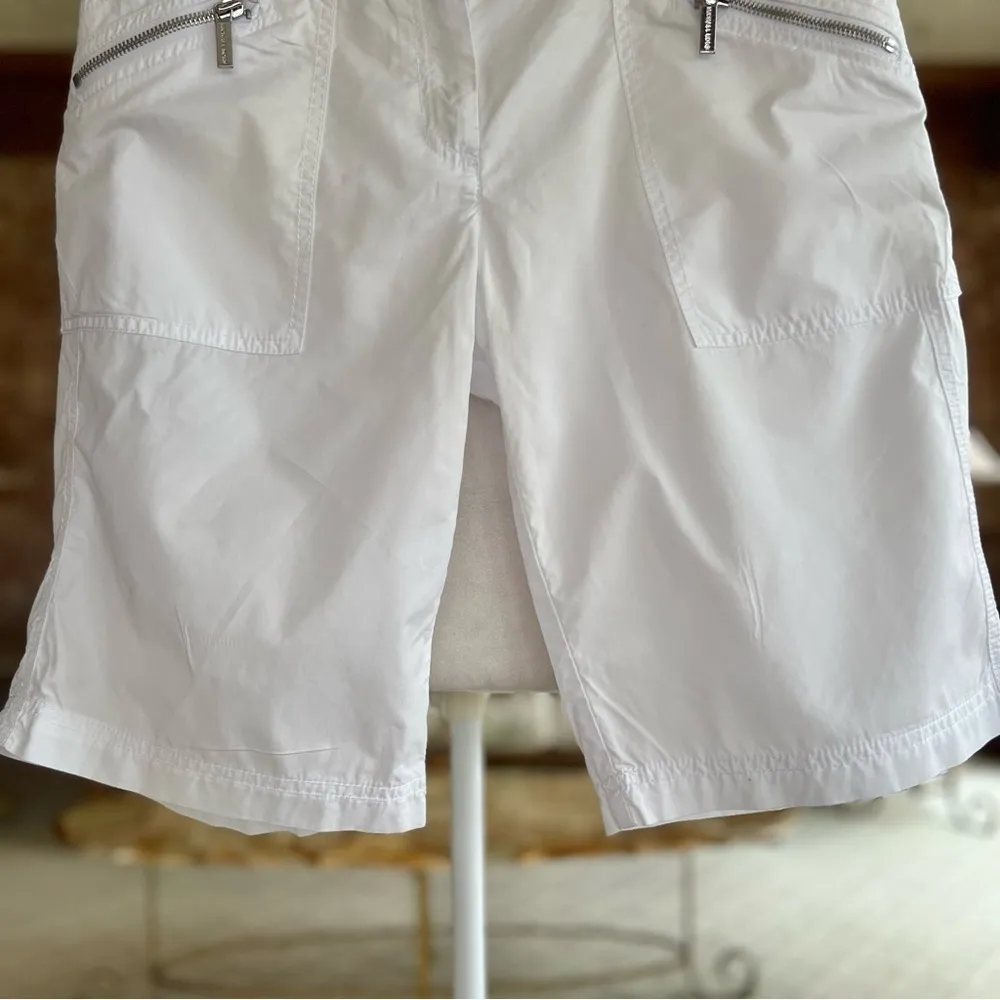Michael Michael Kors Bermuda White Zipper Pocket Cotton Shorts 4 - Image 6
